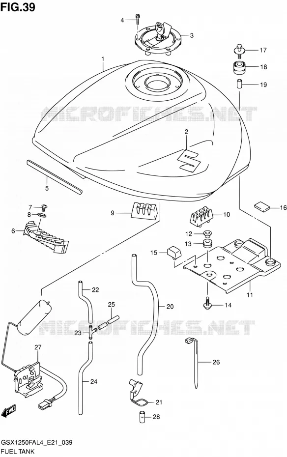 RESERVOIR D'ESSENCE Suzuki MOTO 1250 GSX-F 2015  GSX1250FA L4 (E21)