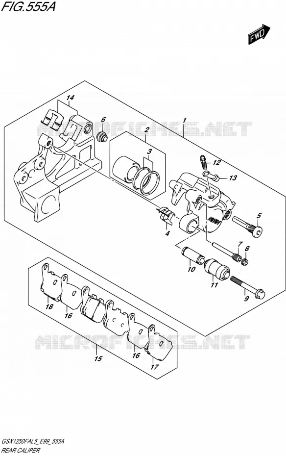 ETRIER DE FREIN ARRIERE Suzuki MOTO 1250 GSX-F 2015  GSX1250FA L5 (E99)