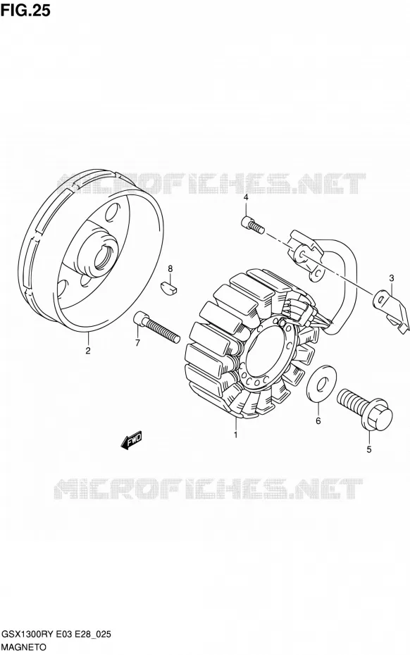 ALLUMAGE ROTOR - STATOR Suzuki MOTO 1300 HAYABUSA 2000  GSX1300R Y (E03,E28,E33)