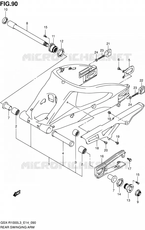 BRAS OSCILLANT ARRIERE (GSX-R1000L3 E14) Suzuki MOTO 1000 GSX-R 2013  GSX-R1000 L3/GSX-R1000Z L3 (E14)