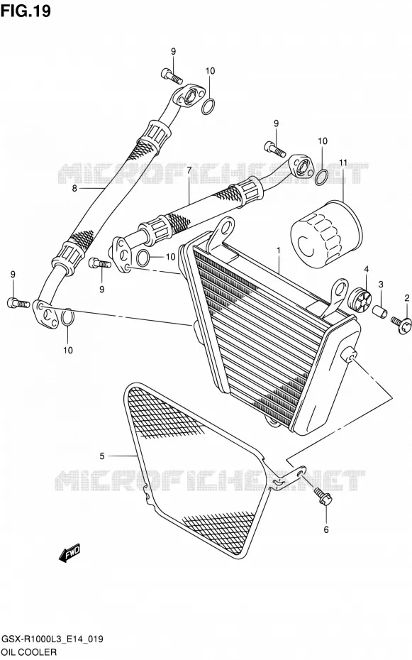 RADIATEUR D'HUILE Suzuki MOTO 1000 GSX-R 2013  GSX-R1000 L3/GSX-R1000Z L3 (E14)