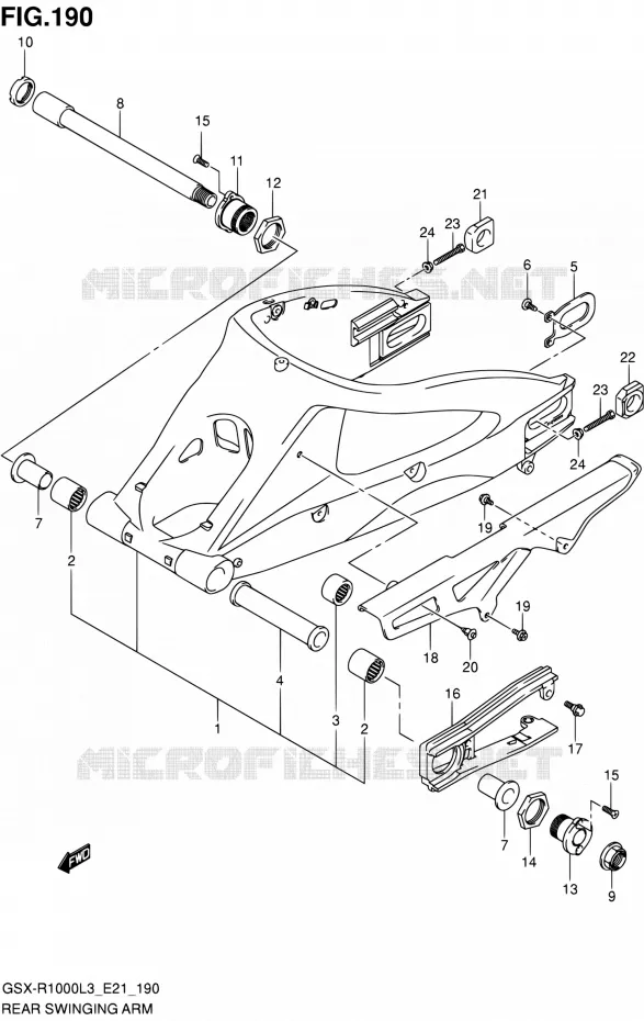 BRAS OSCILLANT ARRIERE (GSX-R1000L3 E21) Suzuki MOTO 1000 GSX-R 2013  GSX-R1000 L3/GSX-R1000Z L3 (E24)