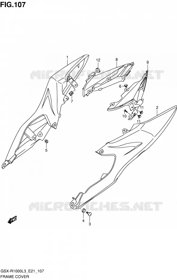 CARENAGES ARRIERE (GSX-R1000L3 E24) Suzuki MOTO 1000 GSX-R 2013  GSX-R1000 L3/GSX-R1000Z L3 (E24)