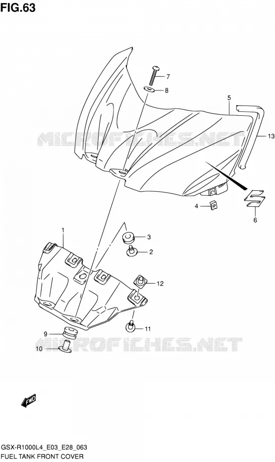 COUVRE RESERVOIR Suzuki MOTO 1000 GSX-R 2014  GSX-R1000 L4 (E03,E28,E33)