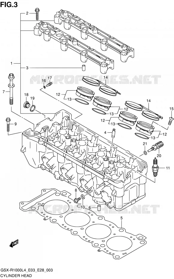 CULASSE Suzuki MOTO 1000 GSX-R 2014  GSX-R1000 L4 (E03,E28,E33)