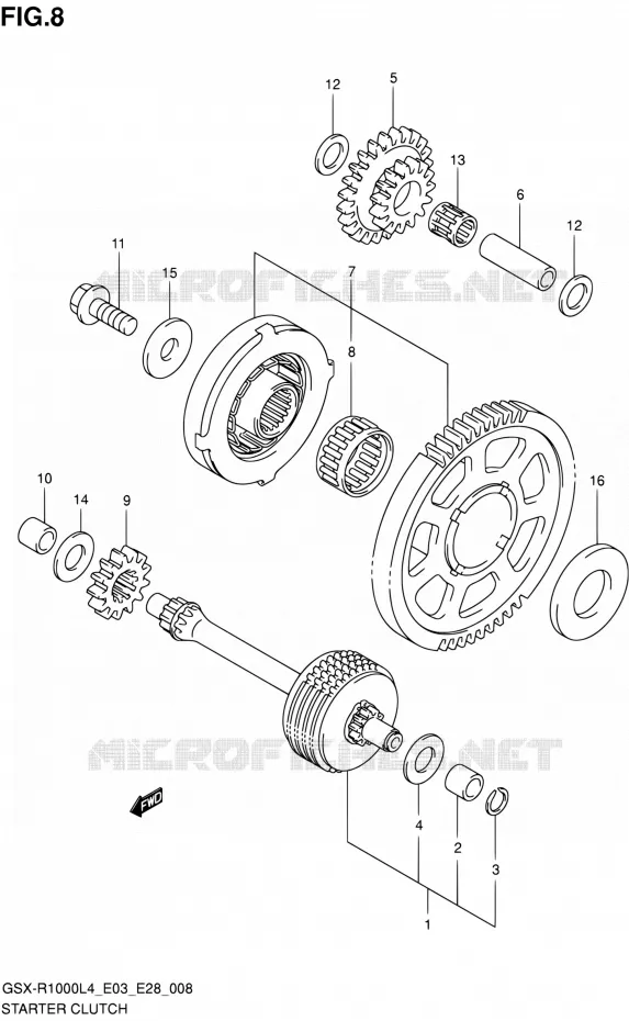 ROUE LIBRE DE DEMARREUR Suzuki MOTO 1000 GSX-R 2014  GSX-R1000 L4 (E03,E28,E33)