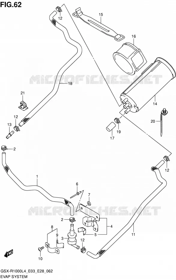 SYSTÈME DE RECYCLAGE VAPEURS CARBURANT (GSX-R1000L4 E33) Suzuki MOTO 1000 GSX-R 2014  GSX-R1000 L4 (E03,E28,E33)