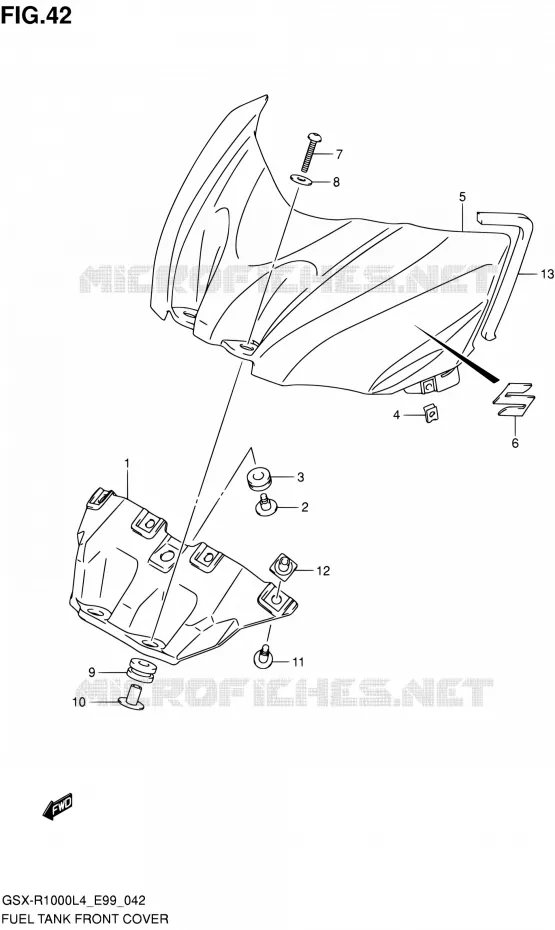 COUVRE RESERVOIR Suzuki MOTO 1000 GSX-R 2014  GSX-R1000 L4 (E99)