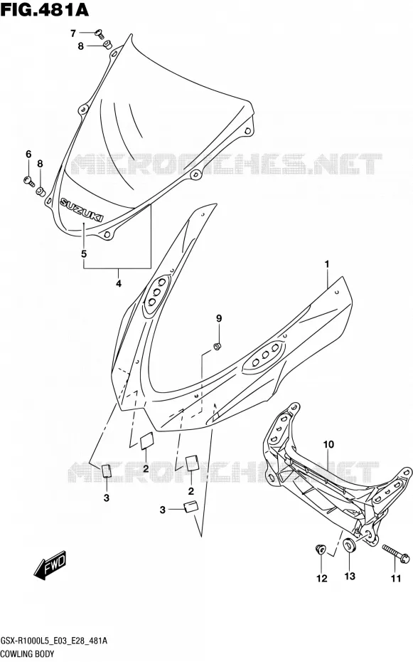 CARENAGES - ETIQUETTES Suzuki MOTO 1000 GSX-R 2015  GSX-R1000 L5 (E03,E28,E33)