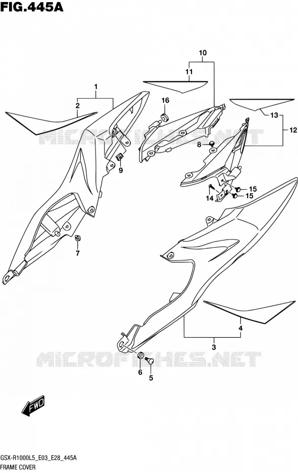 CARENAGES ARRIERE (YSF) Suzuki MOTO 1000 GSX-R 2015  GSX-R1000 L5 (E03,E28,E33)
