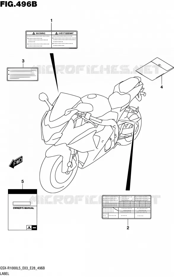 ETIQUETTE (GSX-R1000L5 E28) Suzuki MOTO 1000 GSX-R 2015  GSX-R1000 L5 (E03,E28,E33)