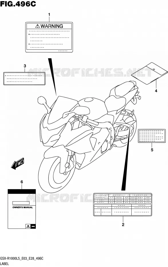 ETIQUETTE (GSX-R1000L5 E33) Suzuki MOTO 1000 GSX-R 2015  GSX-R1000 L5 (E03,E28,E33)