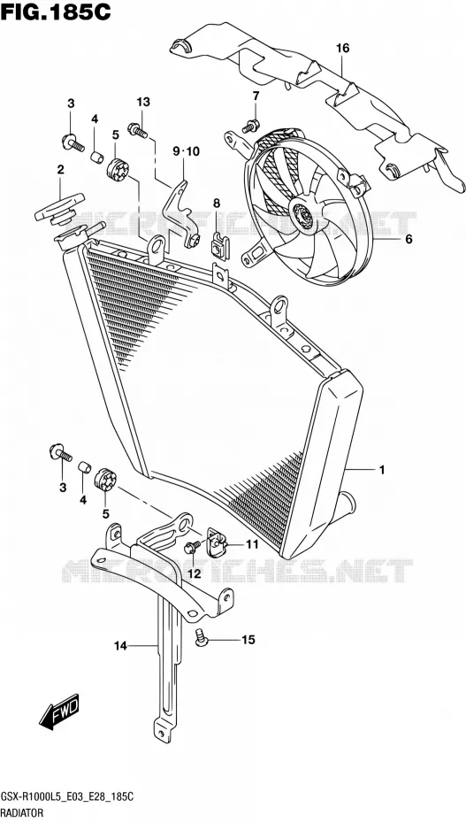 RADIATEUR (GSX-R1000L5 E33) Suzuki MOTO 1000 GSX-R 2015  GSX-R1000 L5 (E03,E28,E33)