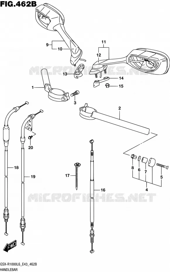 GUIDON (GSX-R1000AL6 E43) Suzuki MOTO 1000 GSX-R 2016  GSX-R1000 L6 (E43)