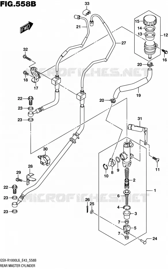 MAITRE CYLINDRE ARRIERE (GSX-R1000AL6 E43) Suzuki MOTO 1000 GSX-R 2016  GSX-R1000 L6 (E43)