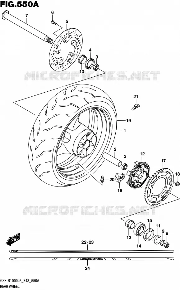 ROUE ARRIERE (GSX-R1000L6 E43) Suzuki MOTO 1000 GSX-R 2016  GSX-R1000 L6 (E43)