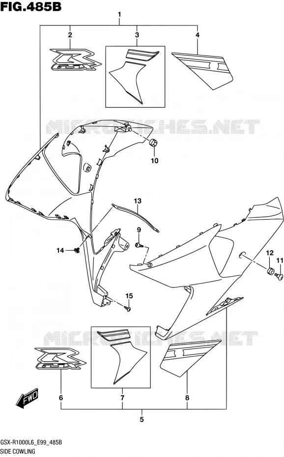 FLANCS DE CARENAGES (AJP,JSP) Suzuki MOTO 1000 GSX-R 2016  GSX-R1000 L6 (E99)