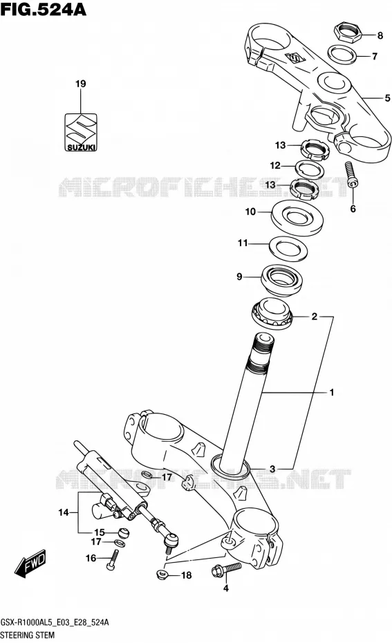 COLONNE DE DIRECTION Suzuki MOTO 1000 GSX-R 2015  GSX-R1000A L5 (E03,E28,E33)