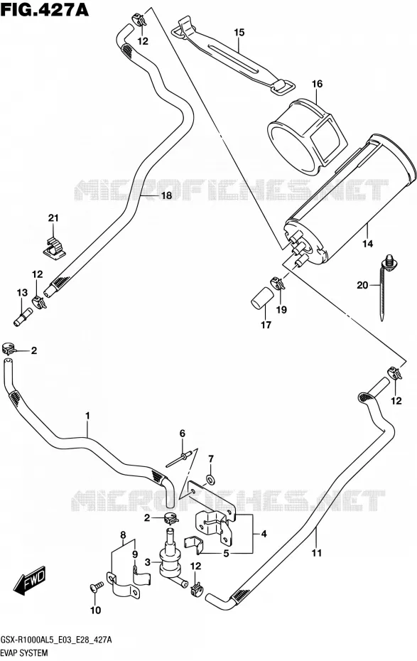 SYSTÈME DE RECYCLAGE VAPEURS CARBURANT (GSX-R1000AL5 E33) Suzuki MOTO 1000 GSX-R 2015  GSX-R1000A L5 (E03,E28,E33)