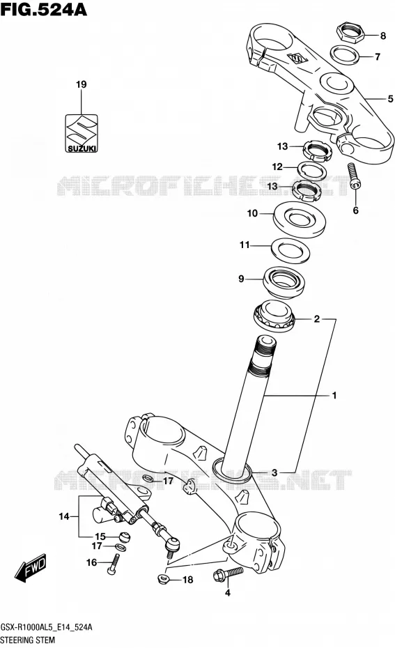 COLONNE DE DIRECTION Suzuki MOTO 1000 GSX-R 2015  GSX-R1000A L5 (E14)