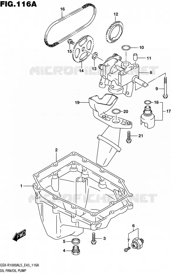 CARTER INFERIEUR - POMPE A HUILE Suzuki MOTO 1000 GSX-R 2015  GSX-R1000A L5 (E43)
