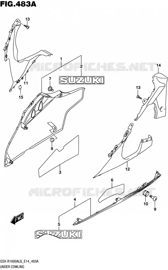 CARENAGES INFERIEUR (FLANCS) Suzuki MOTO 1000 GSX-R 2016  GSX-R1000A L6 (E14)
