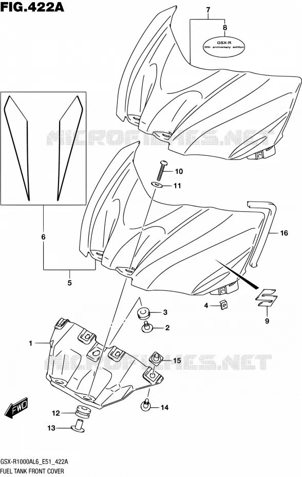 COUVRE RESERVOIR Suzuki MOTO 1000 GSX-R 2016  GSX-R1000A L6 (E51)