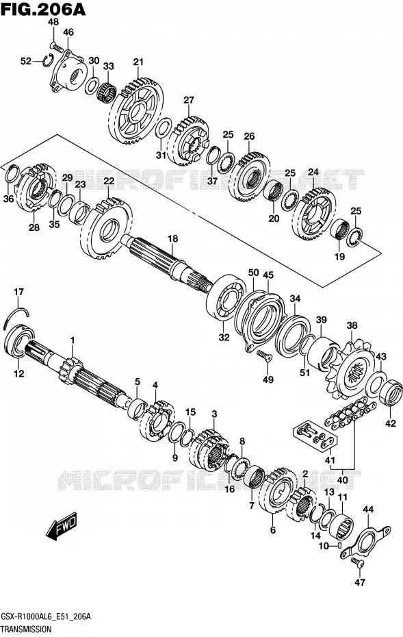 TRANSMISSION Suzuki MOTO 1000 GSX-R 2016  GSX-R1000A L6 (E51)