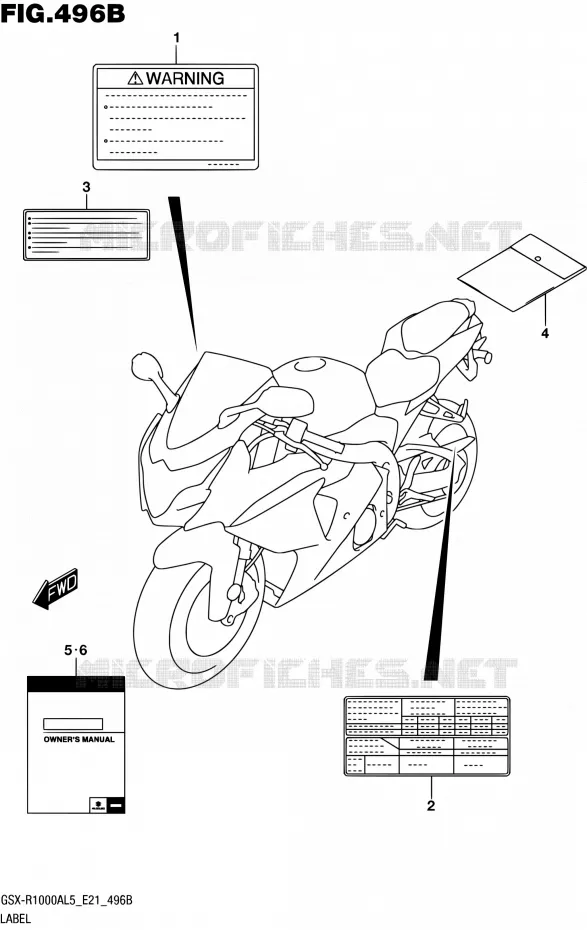 ETIQUETTE (GSX-R1000AUFL5 E21) Suzuki MOTO 1000 GSX-R 2015  GSX-R1000AUF L5 (E21)