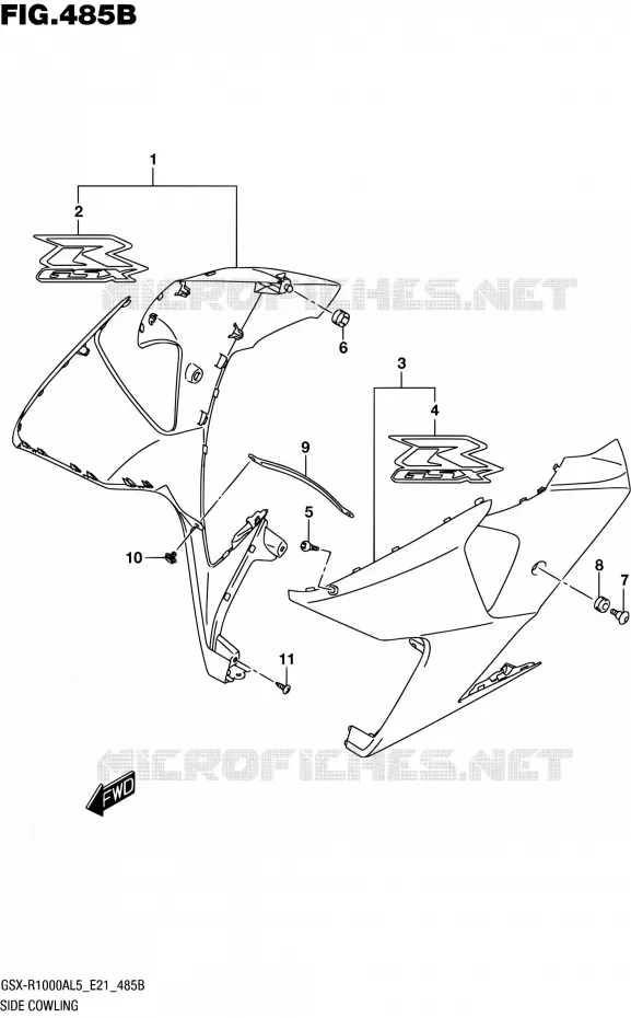 FLANCS DE CARENAGES (ARB,AR4) Suzuki MOTO 1000 GSX-R 2015  GSX-R1000AUF L5 (E21)