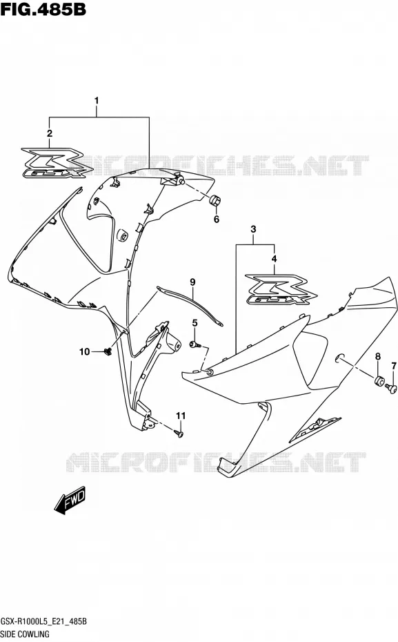 FLANCS DE CARENAGES (ARB,AR4) Suzuki MOTO 1000 GSX-R 2015  GSX-R1000UF L5 (E21)