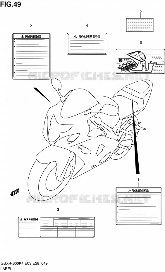 ETIQUETTE Suzuki MOTO 600 GSX-R 2004  GSX-R600 K5/GSX-R600X K5 (E03,E28,E33)
