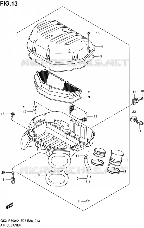 FILTRE A AIR Suzuki MOTO 600 GSX-R 2004  GSX-R600 K5/GSX-R600X K5 (E03,E28,E33)