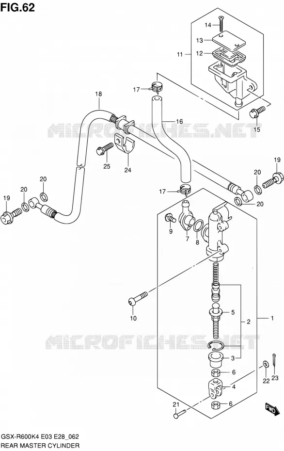 MAITRE CYLINDRE ARRIERE Suzuki MOTO 600 GSX-R 2004  GSX-R600 K5/GSX-R600X K5 (E03,E28,E33)