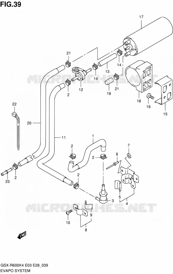 SYSTEME DE RECYCLAGE DES VAPEURS DE CARBURANT (E33) Suzuki MOTO 600 GSX-R 2004  GSX-R600 K5/GSX-R600X K5 (E03,E28,E33)