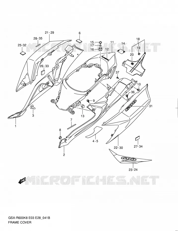 CARENAGES ARRIERE (MODEL L0) Suzuki MOTO 600 GSX-R 2010  GSX-R600 L0 (E03,E28,E33)