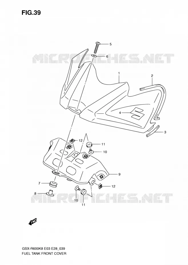 COUVRE RESERVOIR Suzuki MOTO 600 GSX-R 2010  GSX-R600 L0 (E03,E28,E33)