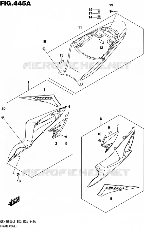 CARENAGES ARRIERE (YSF) Suzuki MOTO 600 GSX-R 2015  GSX-R600 L5 (E03,E28,E33)