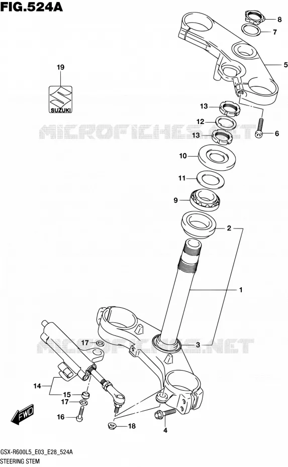 COLONNE DE DIRECTION Suzuki MOTO 600 GSX-R 2015  GSX-R600 L5 (E03,E28,E33)