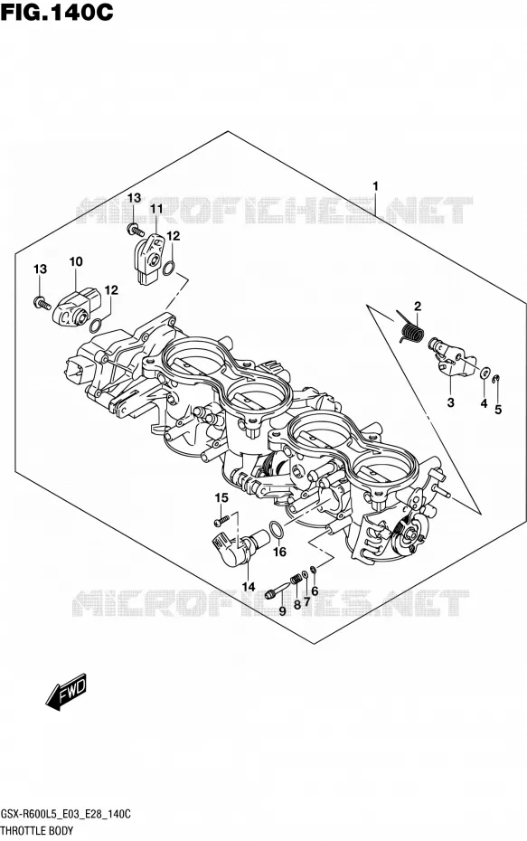 CORPS DE PAPILLON (GSX-R600L5 E33) Suzuki MOTO 600 GSX-R 2015  GSX-R600 L5 (E03,E28,E33)