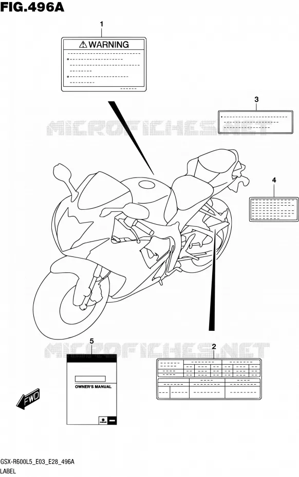 ETIQUETTE (GSX-R600L5 E03) Suzuki MOTO 600 GSX-R 2015  GSX-R600 L5 (E03,E28,E33)