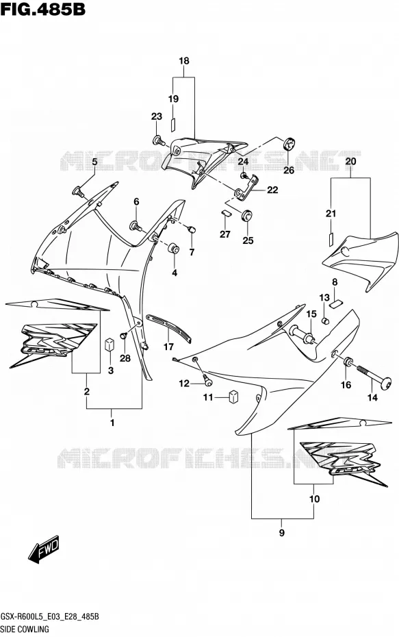 FLANCS DE CARENAGES (ARD) Suzuki MOTO 600 GSX-R 2015  GSX-R600 L5 (E03,E28,E33)