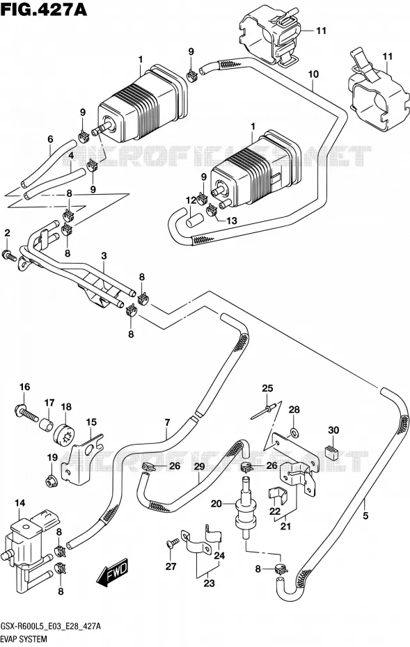 SYSTÈME DE RECYCLAGE VAPEURS CARBURANT (GSX-R600L5 E33) Suzuki MOTO 600 GSX-R 2015  GSX-R600 L5 (E03,E28,E33)