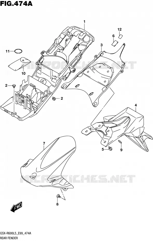 GARDE BOUE ARRIERE Suzuki MOTO 600 GSX-R 2015  GSX-R600 L5 (E99)