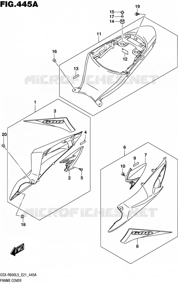 CARENAGES ARRIERE (YSF) Suzuki MOTO 600 GSX-R 2015  GSX-R600UF L5 (E21)