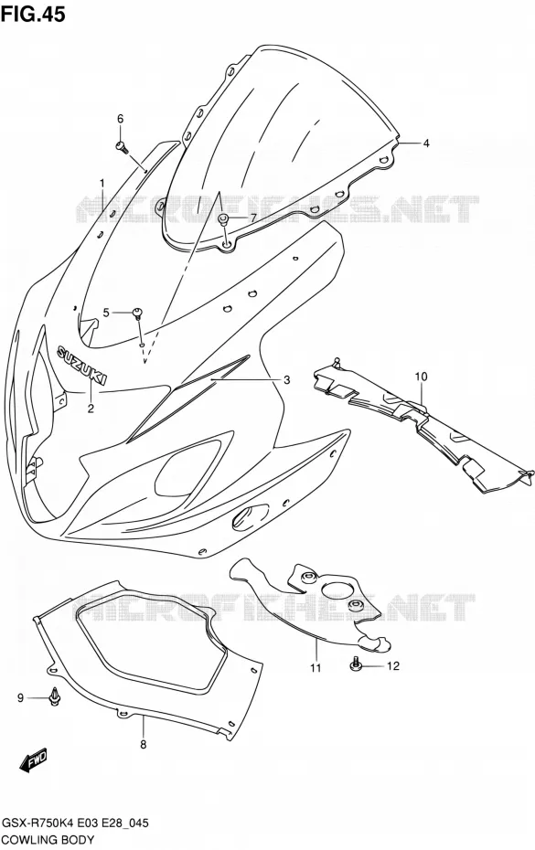 CARENAGES - ETIQUETTES (MODELE K4) Suzuki MOTO 750 GSX-R 2004  GSX-R750 K5/GSX-R750X K5 (E03,E28,E33)