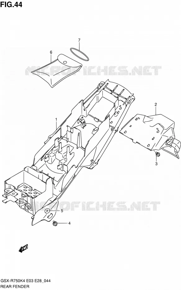GARDE BOUE ARRIERE Suzuki MOTO 750 GSX-R 2004  GSX-R750 K5/GSX-R750X K5 (E03,E28,E33)