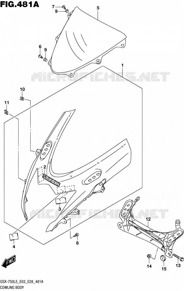 CARENAGES - ETIQUETTES Suzuki MOTO 750 GSX-R 2015  GSX-R750 L5 (E03,E28,E33)