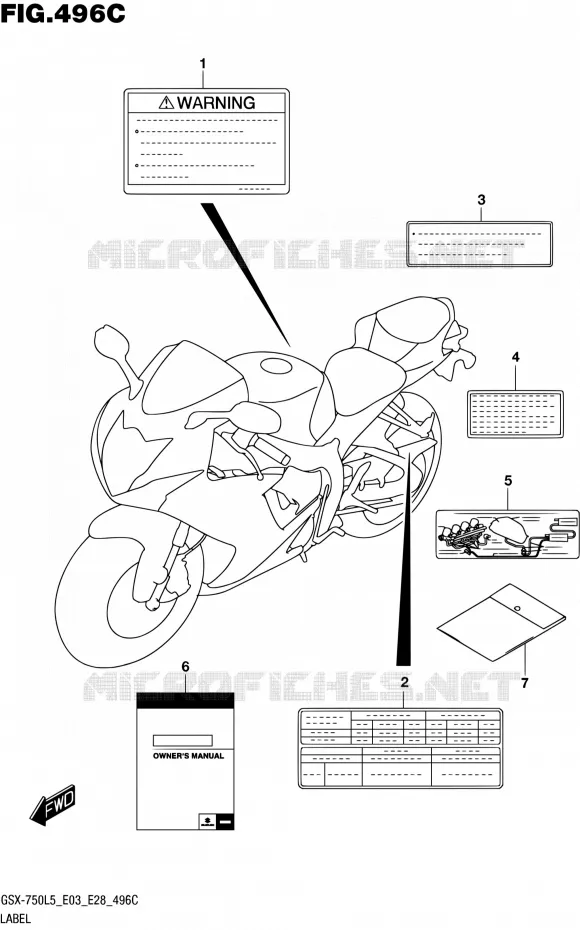 ETIQUETTE (GSX-R750L5 E33) Suzuki MOTO 750 GSX-R 2015  GSX-R750 L5 (E03,E28,E33)