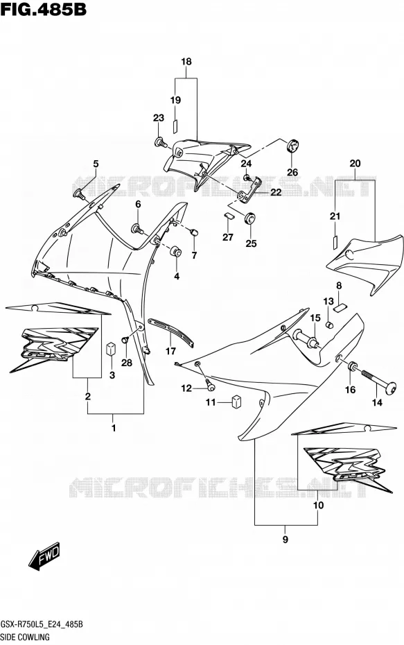 FLANCS DE CARENAGES (ASV,A19) Suzuki MOTO 750 GSX-R 2015  GSX-R750 L5 (E24)
